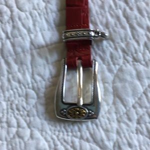 Brighton red leather silver belt size S (26)